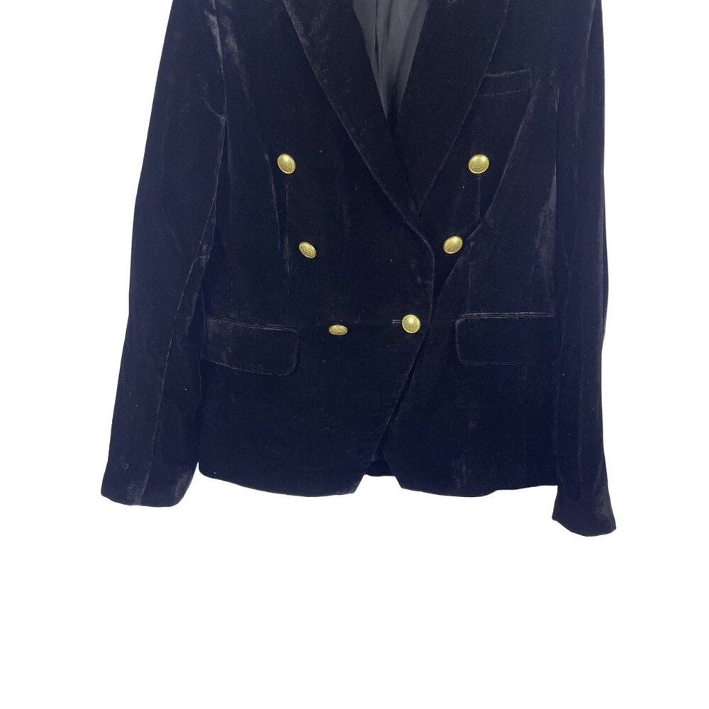 Elie Tahari Veronica Velvet Double Breasted Gold Button Blazer Size 6 Old Money - Picture 3 of 7
